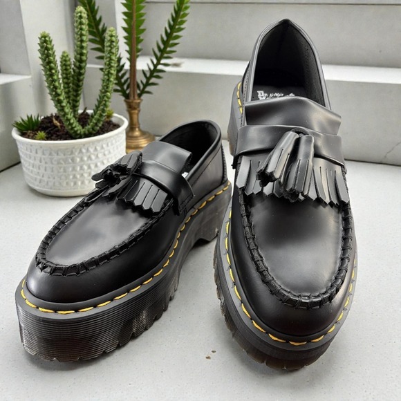 Dr. Martens Shoes - Dr. Martens Adrian Quad Black Platform Loafers Women's 10 Men's 9 New